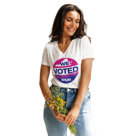 Virginia Voted - Democracy Won, Women’s v-neck